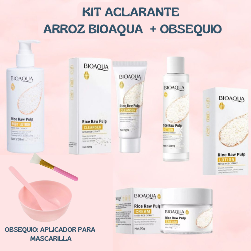 Kit Aclarante de Arroz - BIOAQUA X6UN + OBSEQUIO